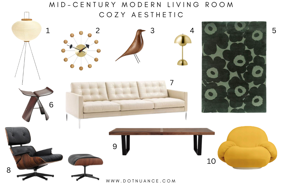 cozy aesthetic mid century modern living room