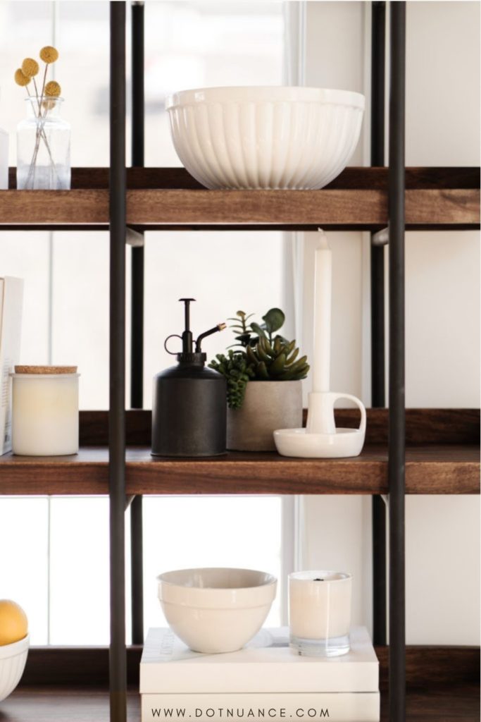 shelves decorated with flowers