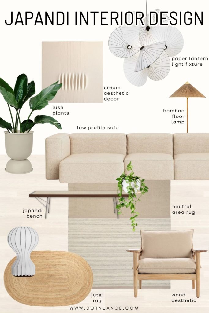 Japandi interior design moodboard