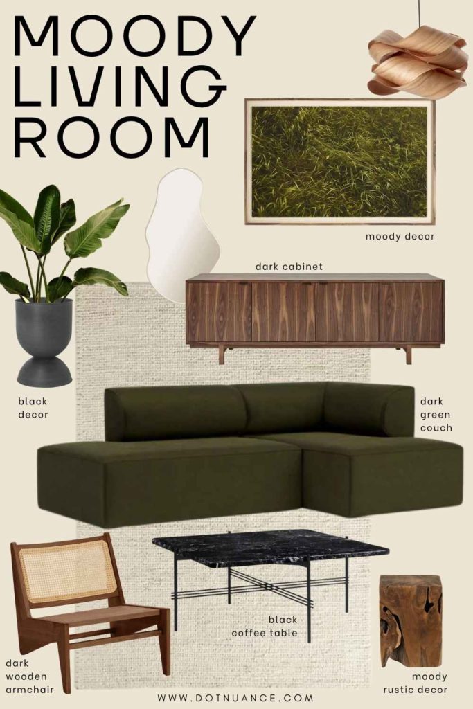 Moody living room inspirations mood board
