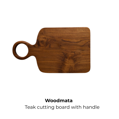 Woodmata Teak cutting board with handle After Midnight vase, Marni