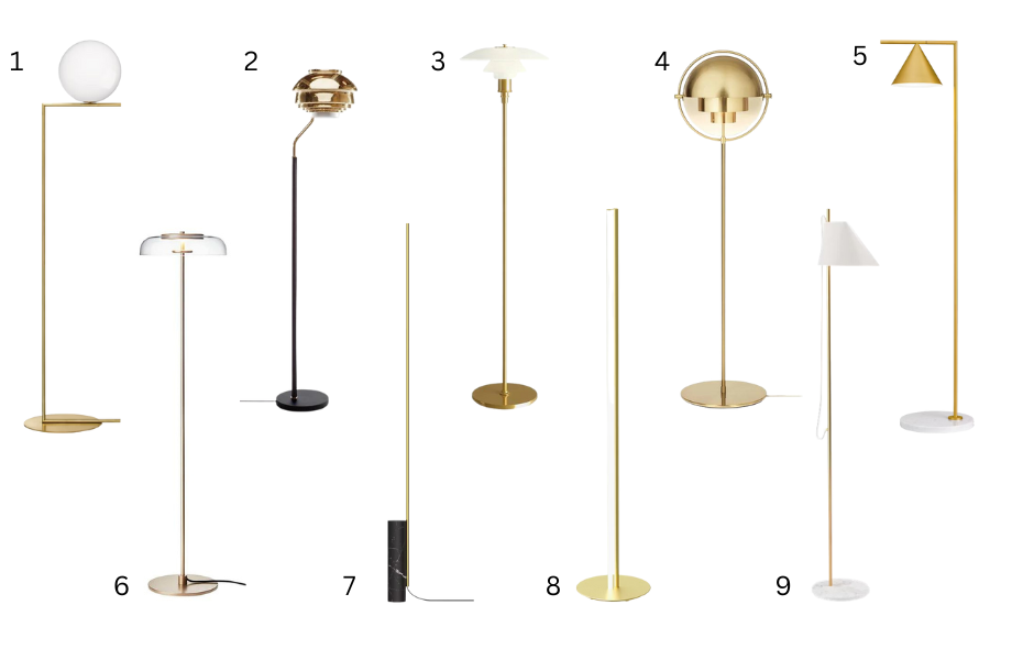 Gold floor lamp