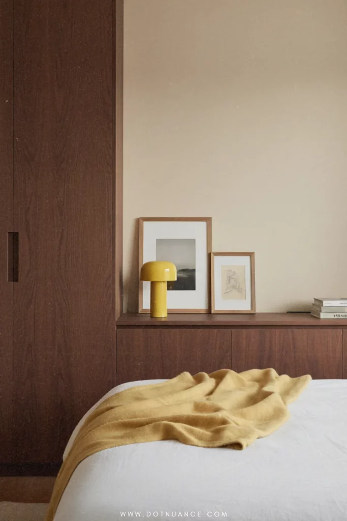 Bedroom with butter yellow accents